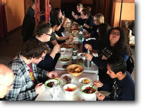 Students and staff from Illinois College spent a night and parts of a few days at Wingsprings in mid-March.