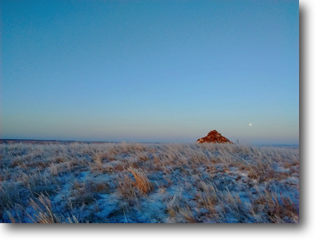 A frosty cairn.