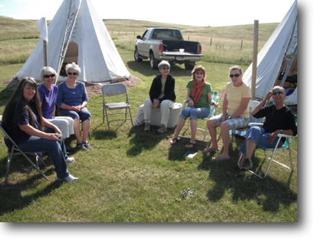 The "Tipi Sisters" relaxing in the wicoti.