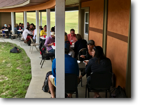 The second Lakota Lands & Identities seminar eating lunch.