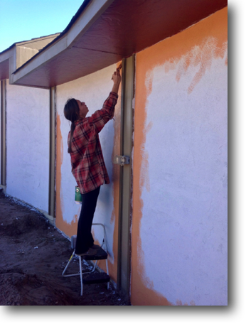 Claire was a big help in getting the bathhouse painted.