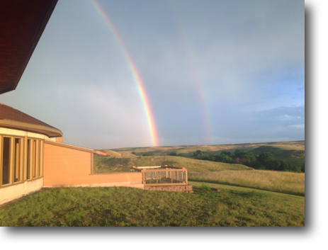 Double rainbow over the garden.