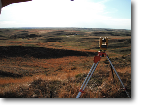 Used this survey instrument to transfer the west-east axis from the Butte toward the gate.