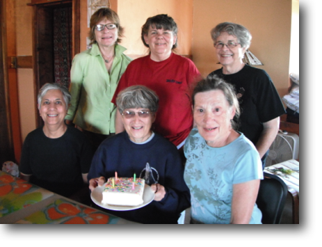 The Tipi Sisters at their annual retreat: Mom, Phyllis, Ann, Kate, Carol and Fee (R-L).